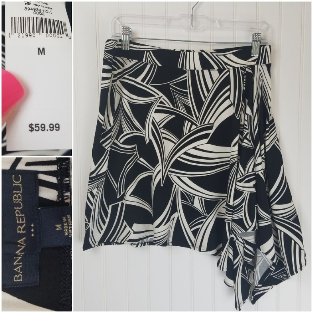 Banana Republic Asymmetrical Black & White Skirt